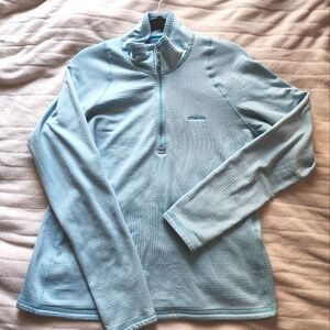 Patagonia R1 Pullover Women's Large light blue Polartec 1/4 Quarter Zip